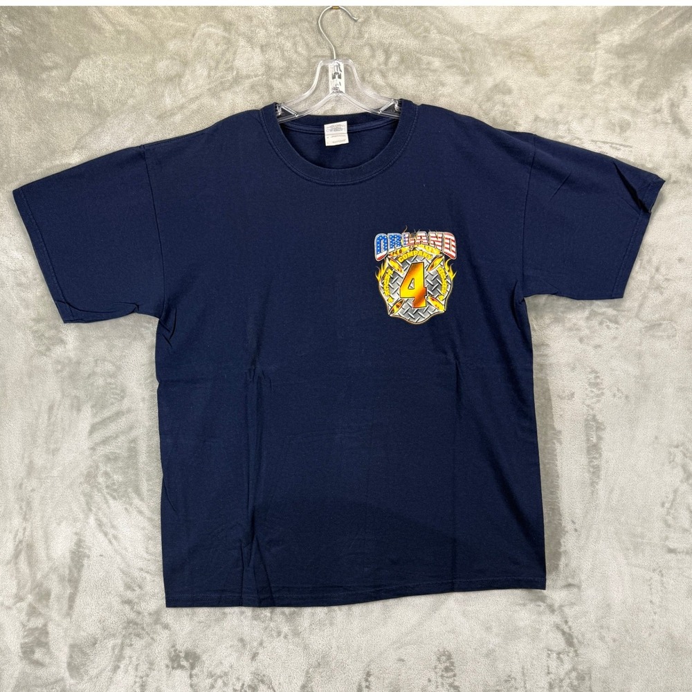 VTG Gildan Orland Fire Rescue Company 4 House in the Hills‎ Navy T-Shirt L